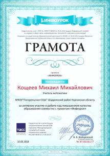 Свидетельство проекта infourok.ru №166177 (3)